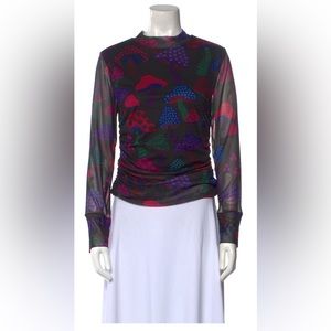 Farm Rio Neon Mushrooms Tulle Blouse